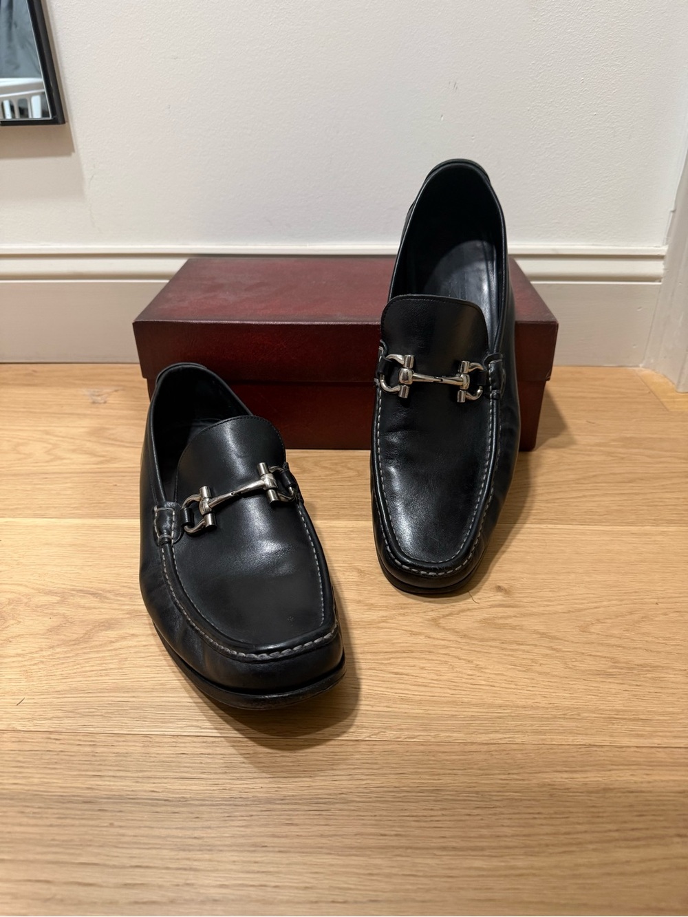 Salvatore Ferragamo Black Leather Bit Loafers | Men’s Size 13